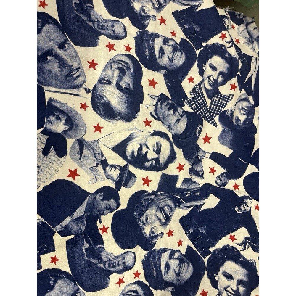 Vintage Hollywood Stars Shirt Fabric Expressions By Campus Manes 44”x92” 70’s